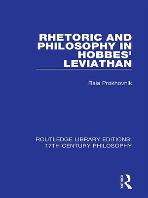 cover image of Rhetoric and Philosophy in Hobbes' Leviathan